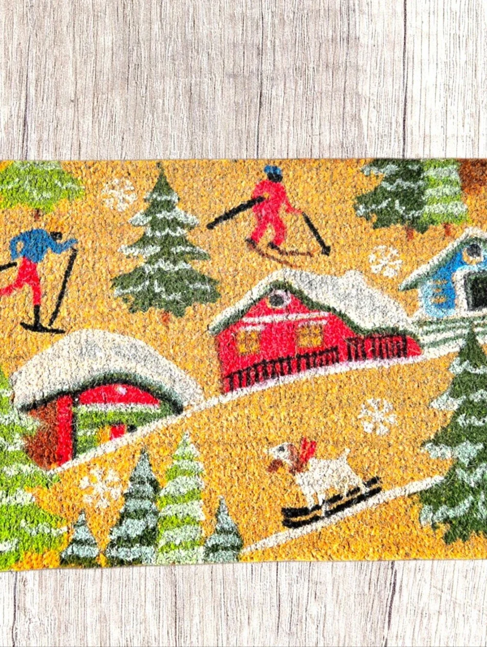 Coir Ski Chalet Doormat Rustic Winter Holiday Christmas Decor Unbranded